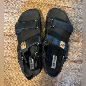 Steve Madden Mona Black Leather Sandals